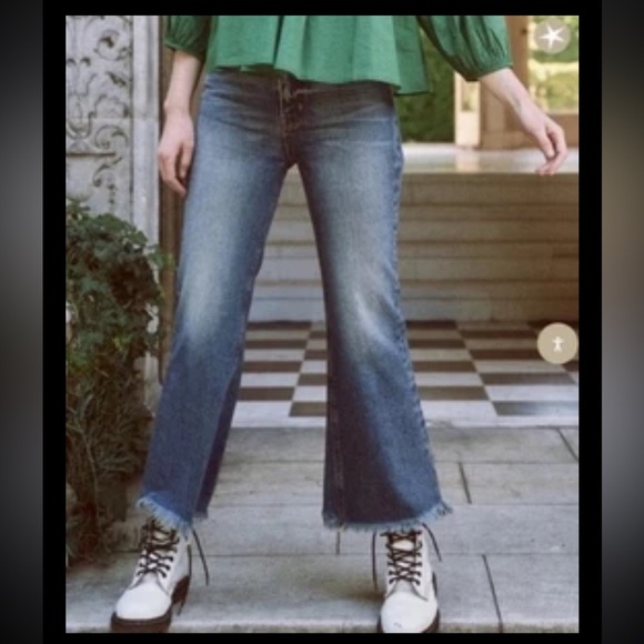 THE GREAT The Kick Bell Jean Cliff Wash Cropped Flare wide leg denim Sz 27 - Picture 2 of 14